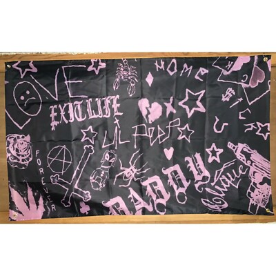 Lil Peep Rap Life Is Beautiful Pink Flag Banner Tapestry 3x5 Feet College Dorm