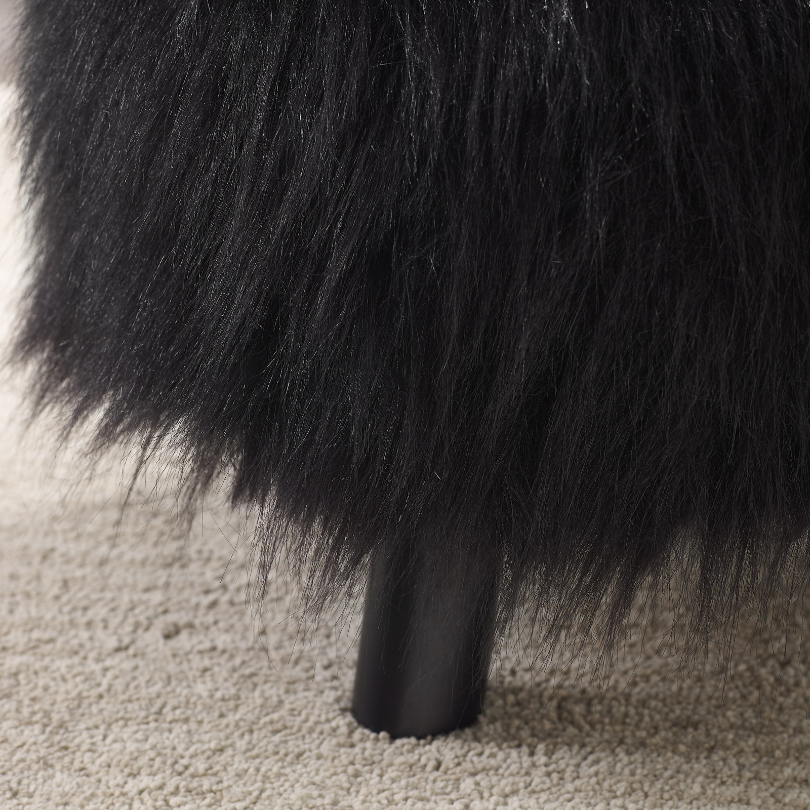 Faux Fur Stool Ottoman Footstool Accent Chair Plush Padded Seat