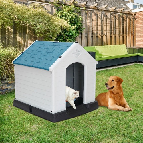Large Plastic Dog House Indoor Outdoor Dog Kennel Puppy Shelter w/Air Vents 