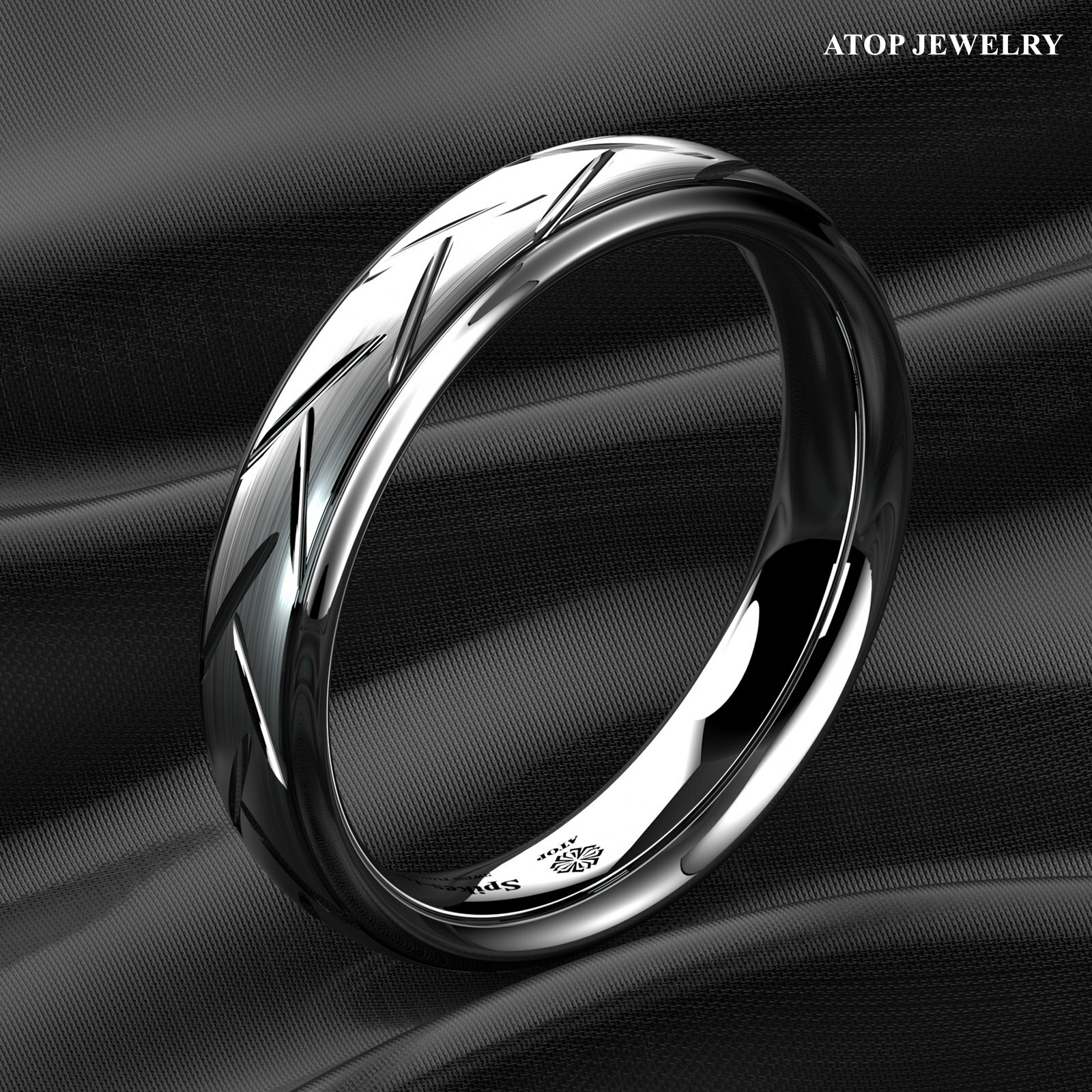 8/6mm Silver Brushed Tungsten Ring for Mens Wedding Band Bridal ATOP Jewelry