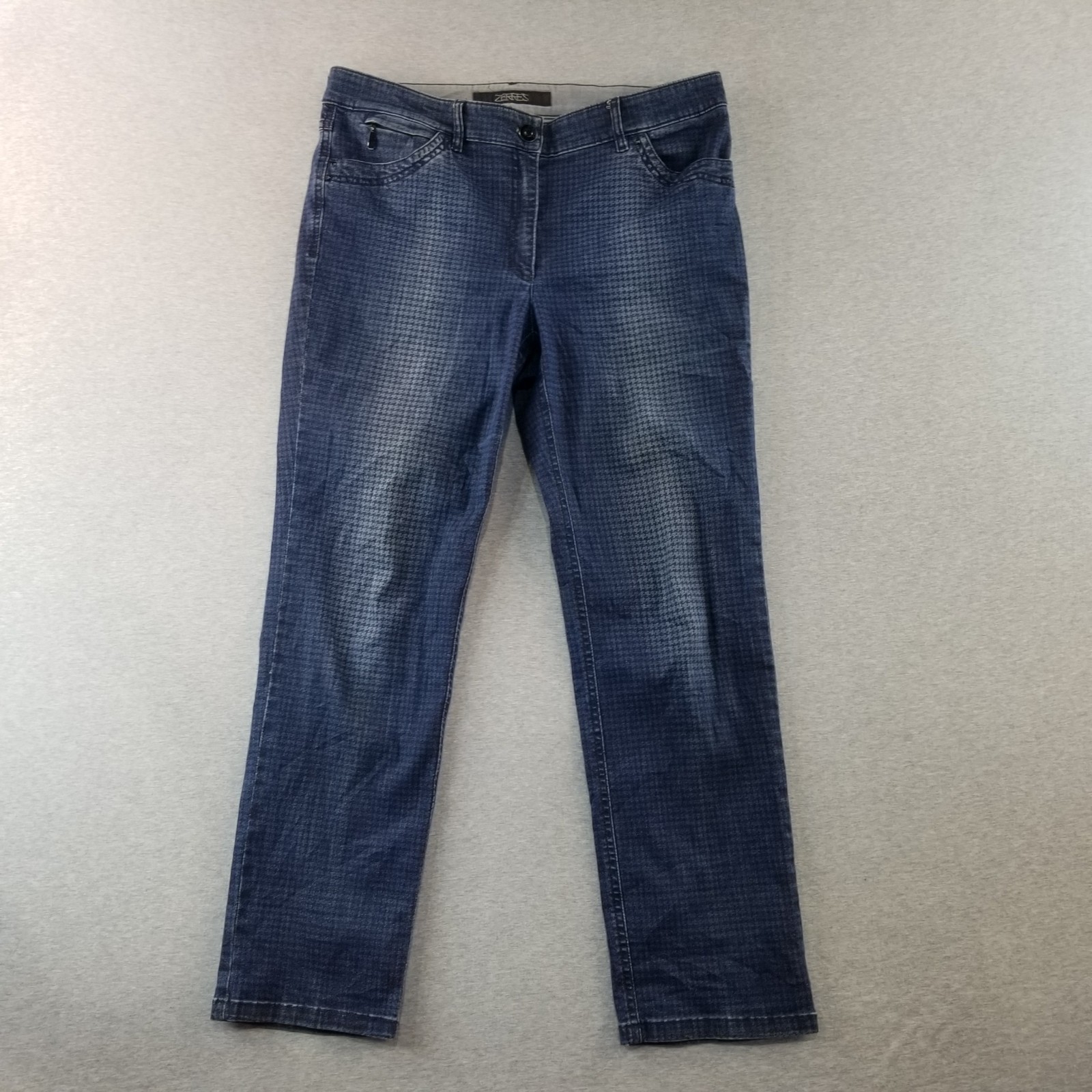 Zerres Jeans Women's Sz 14S Comfort Waistband Slim Hip + Thigh Houndstooth Print