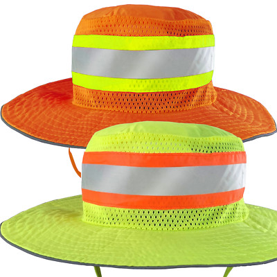 Orange lime Construction Hat Ventilated Reflective Safety Boonie Jorestech