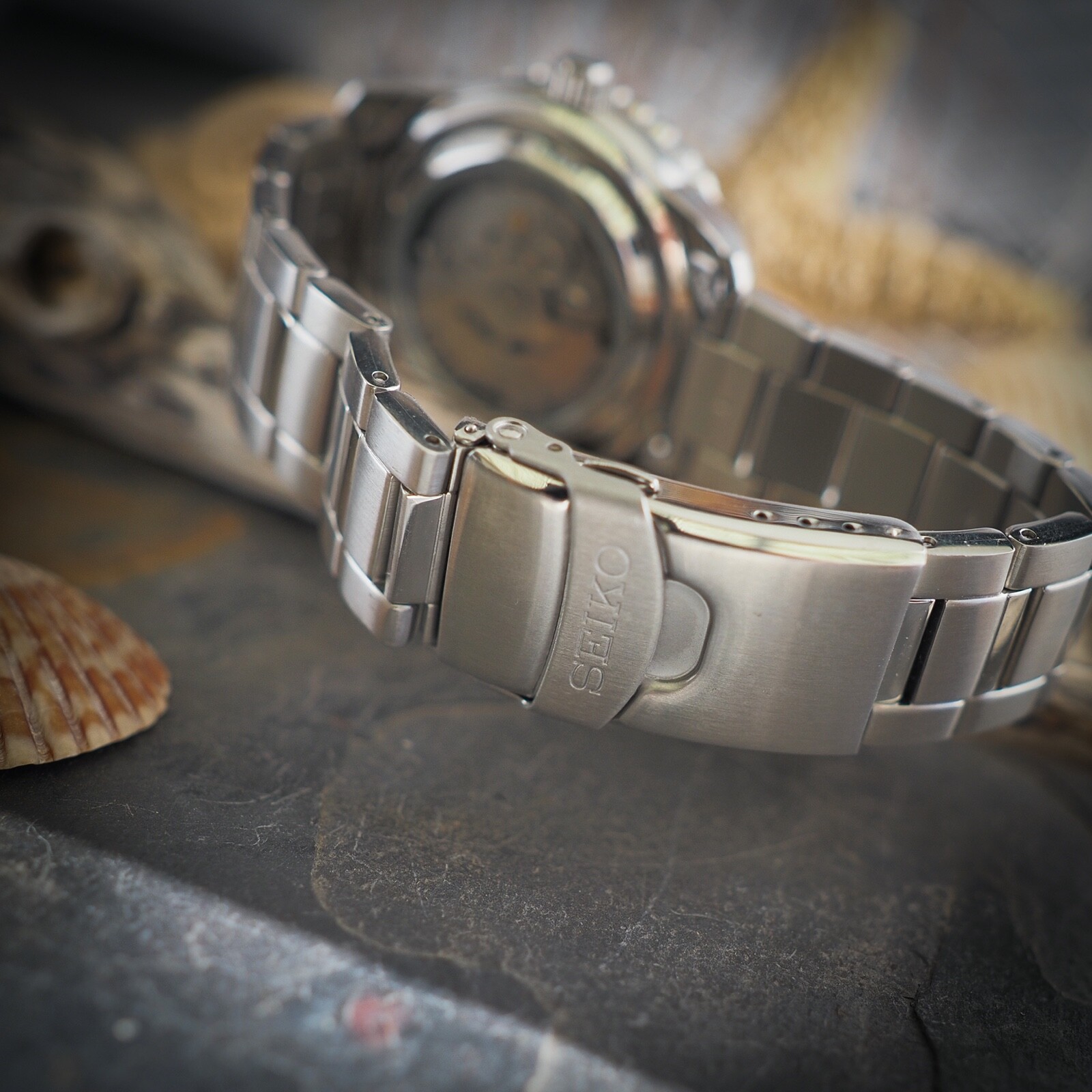 Pre-owned Müller&son Watch "vintage Gold Supermod" Made From Seiko Snzh Fifty Five Fathoms