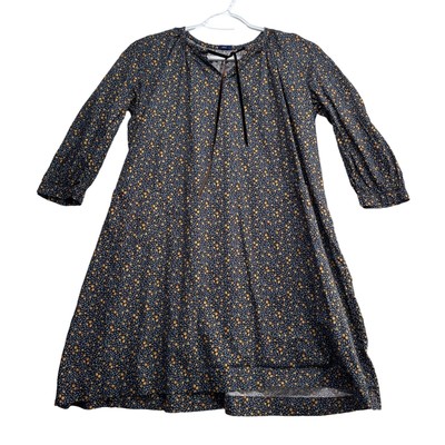 Makie Girls Kids Long Sleeve Brown Floral Dress Size 10Y 100% Cotton Lightweight