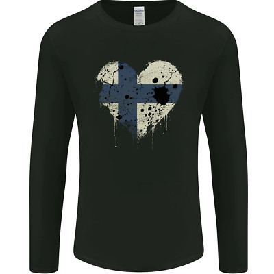 Love Finland Flag Finnish Day Football Uomo Manica Lunga T-Shirt