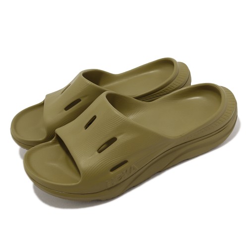 

Мужские сандалии унисекс без шнурков Hoka U Ora Recovery Slide 3 Green Moss 1135061-GMGM, Зеленый, U Ora Recovery Slide 3