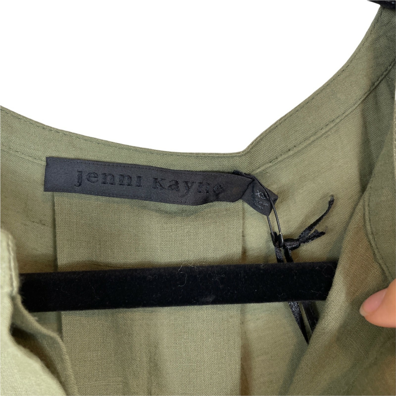 Pre-owned Jenni Kayne James Tiered A-line Dress 3/4 Sleeve Moss Green Xs