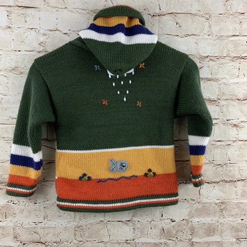 Alpaca Collection Kids Unisex Knit Zip Up Hooded Village Animal Sweater Size 6