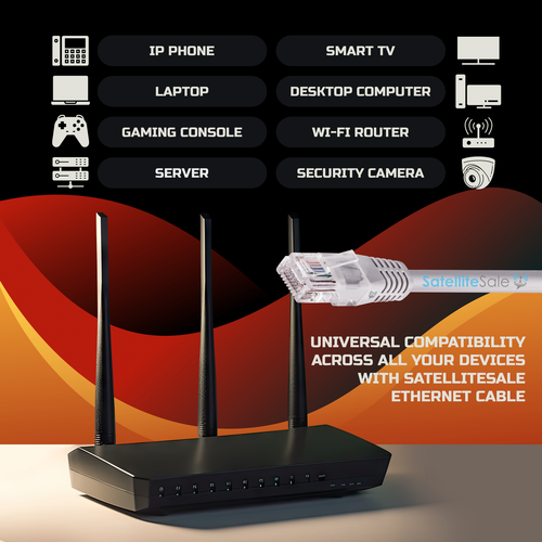 SatelliteSale RJ45 Cat-5e Ethernet Network Internet Cable Gray Cord