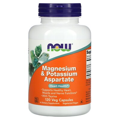 Now Foods Magnesium  Potassium Aspartate 120 Capsules GMP Quality Assured,