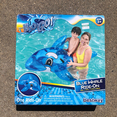 H2O Go Inflatable BLUE WHALE RIDE-ON 62 x 37 Inches.