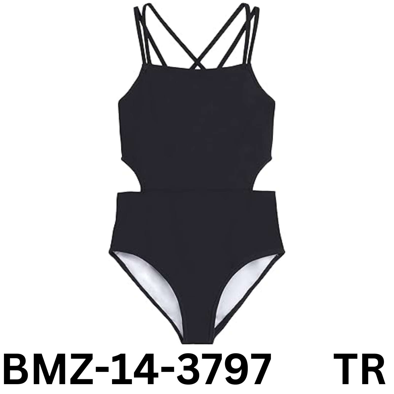 Kanu Surf Girls' Beach Sport Cut-Out 1-Piece Swimsuit, Solid Black, 12