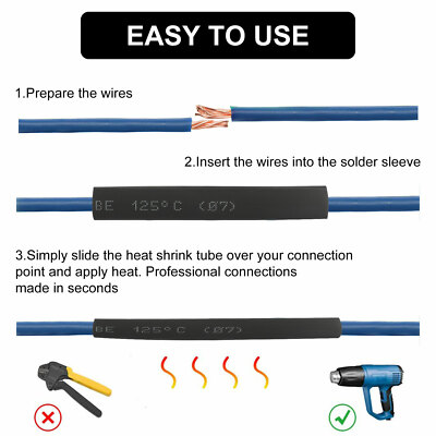 508pcs Heat Shrink Tubing Wire Wrap Assortment Set Waterproof Electrical Cable