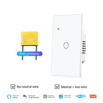 MOES 1/2/3 Gang WiFi Smart Light Switch Wall Touch Glass Timer Alexa Google APP