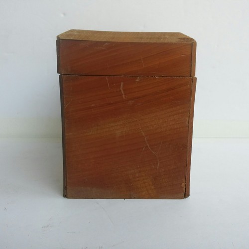 Vintage Wooden Recipe Card Index File Box Brass Hinges