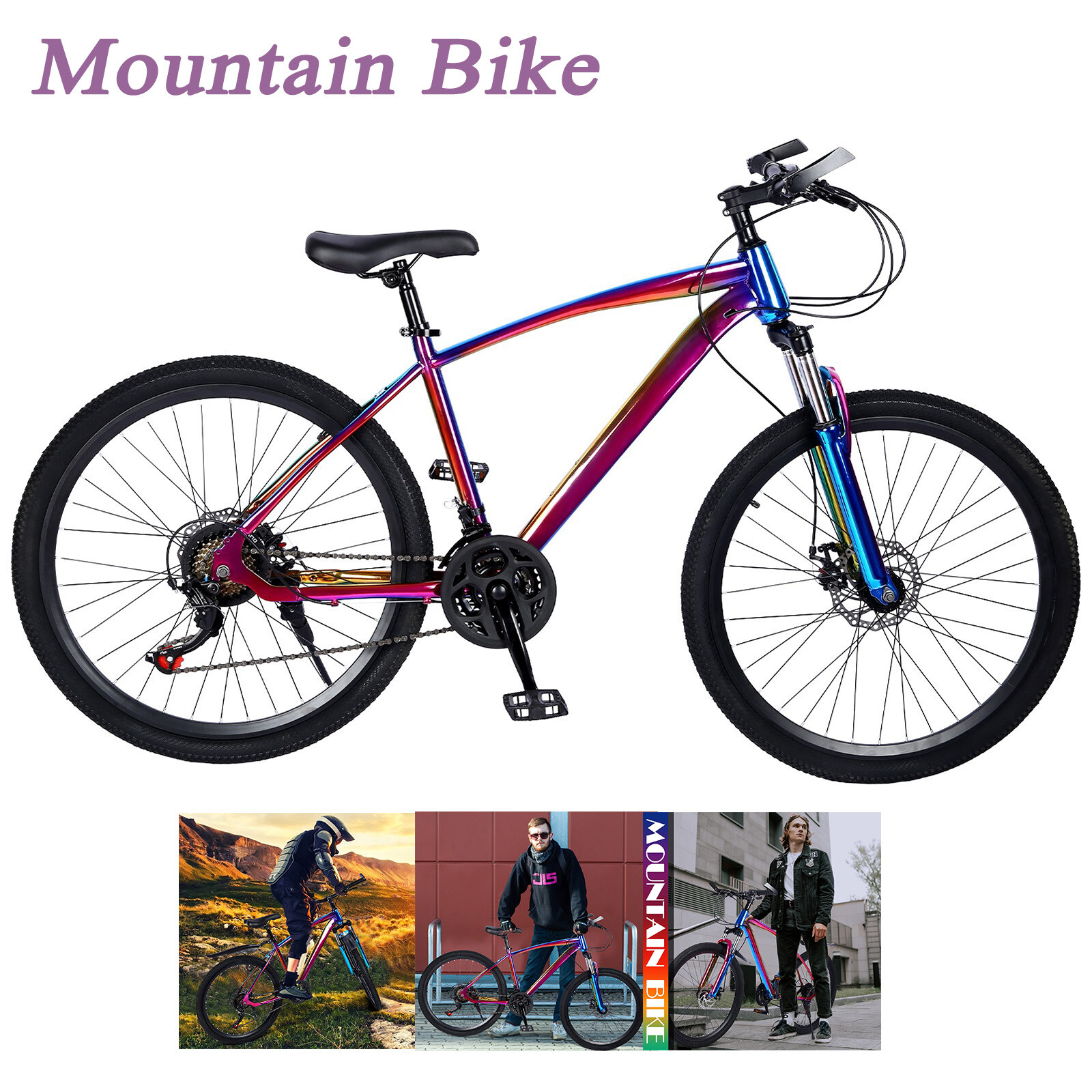 27.5 Inch Mountain Bike With 21 Speed Dual Disc Brakes Full Suspension Non-slip