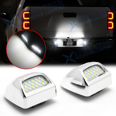 LED Silver Housing License Plate Light For Chevy Silverado 1500 2500 3500 99-13