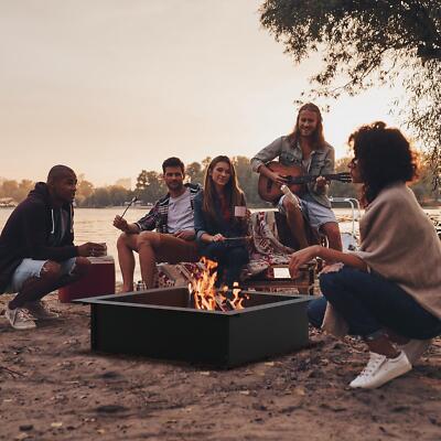 36'' Fire Ring Heavy Duty Steel Black DIY Backyard Fire Pit Patio Heater
