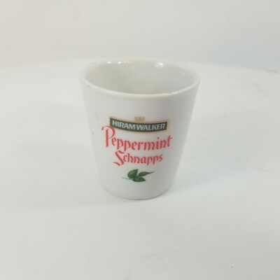 VINTAGE HIRAM WALKER PEPPERMINT SCHNAPPS SHOT GLASS