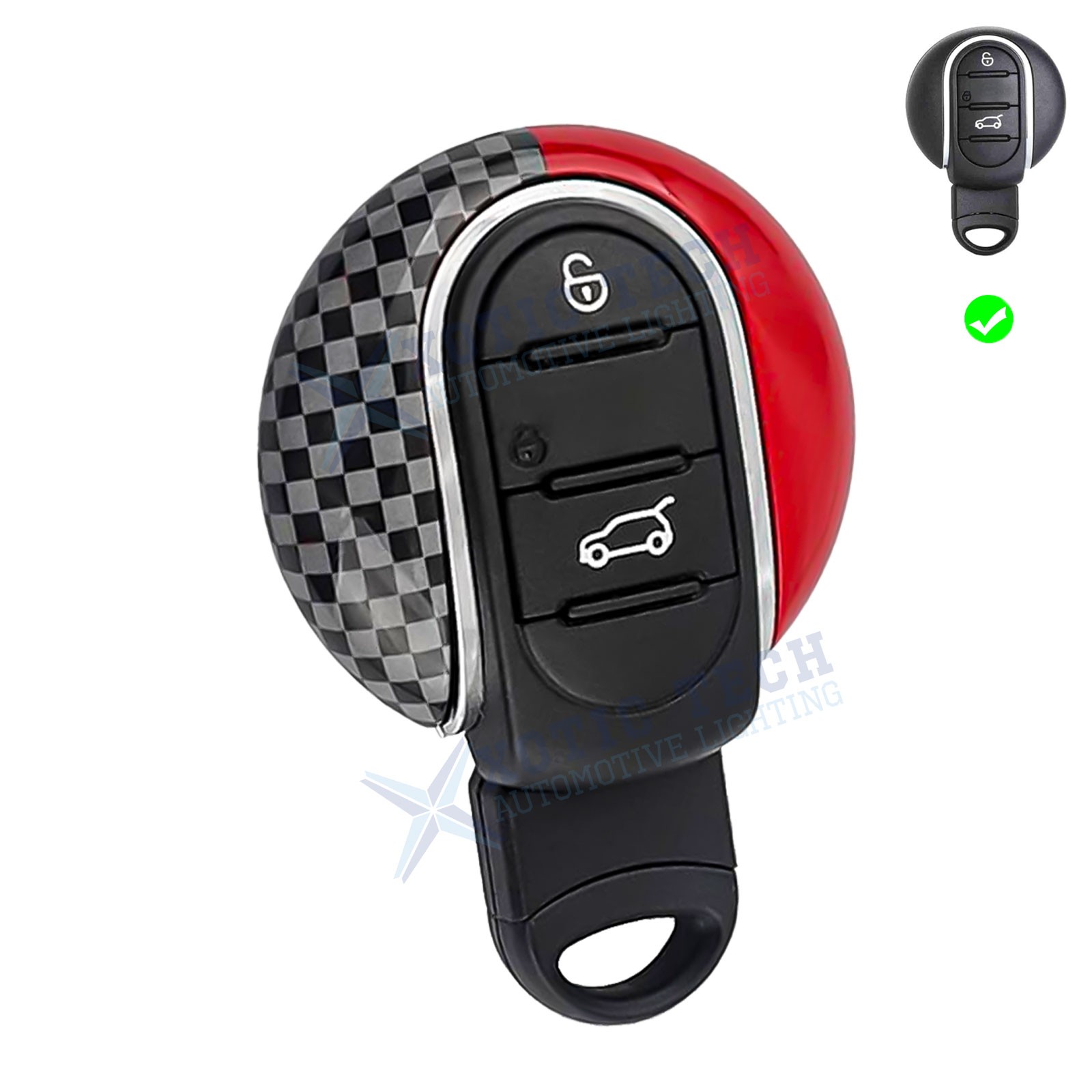 Red Black Checker Style JCW Key Fob Replace Shell For MINI Cooper F54 F55 F56
