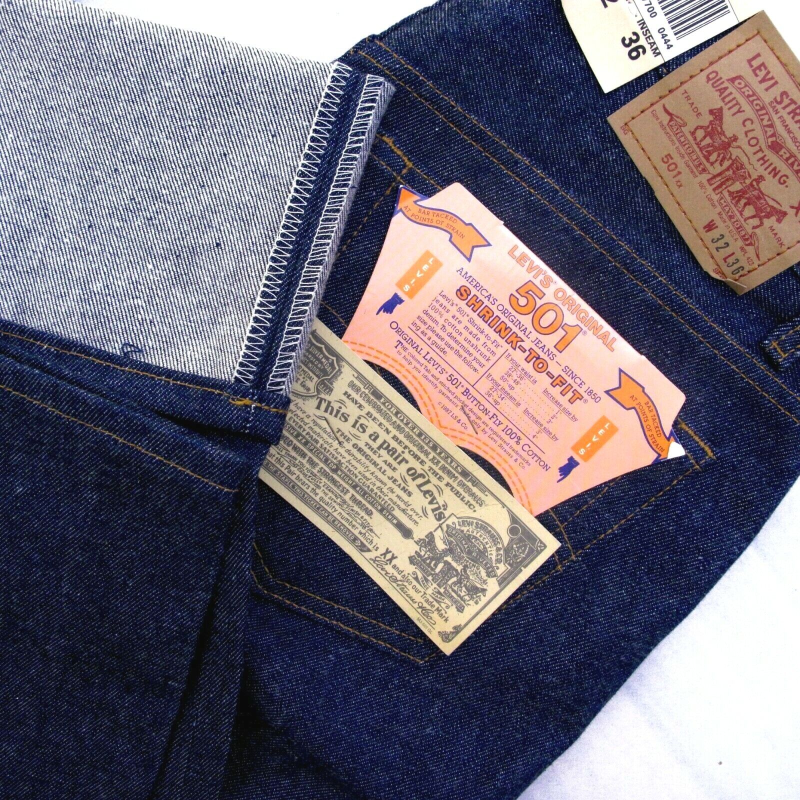 Levis 501xx Vintage 1987 Shrink-to-Fit Red Label Raw Rigid Levis 501xx Vintage 1987 Shrink-to-Fit Red Label Raw Rigid
