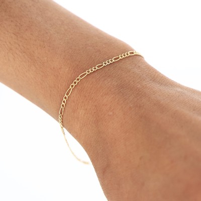 10K Yellow Gold 3.5mm-9mm Italian Figaro Chain Link Bracelet Mens Women 7" 8" 9"