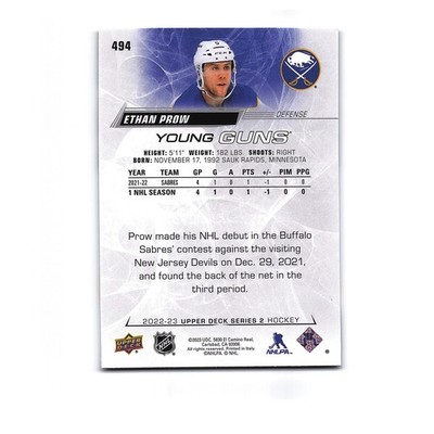 2022 Upper Deck Series 2 #494 Ethan Prow RC Young Guns