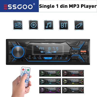ESSGOO Single 1DIN Car Stereo Radio MP3 FM USB Audio In-Dash Head Unit Bluetooth