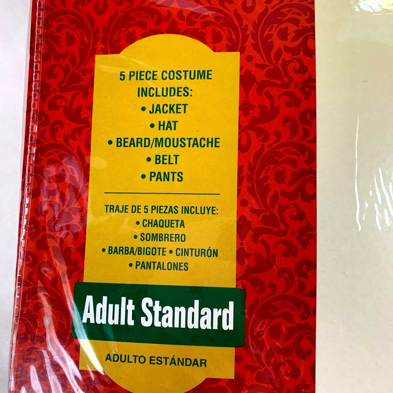 Santa Suit Jacket Hat Belt Pants Beard Mustache Adult Standard Costume