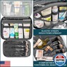PAVILIA Hanging Toiletry Bag Women Men, Foldable Cosmetic Organizer Travel Bag, Water Resistant Makeup Bag Toiletries, Large Travel Essentials Kit (Black)