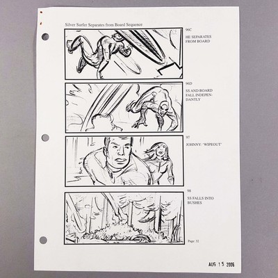 Fantastic Four RotSS Storyboard Silver Surfer Separates from Board Wipeout COA