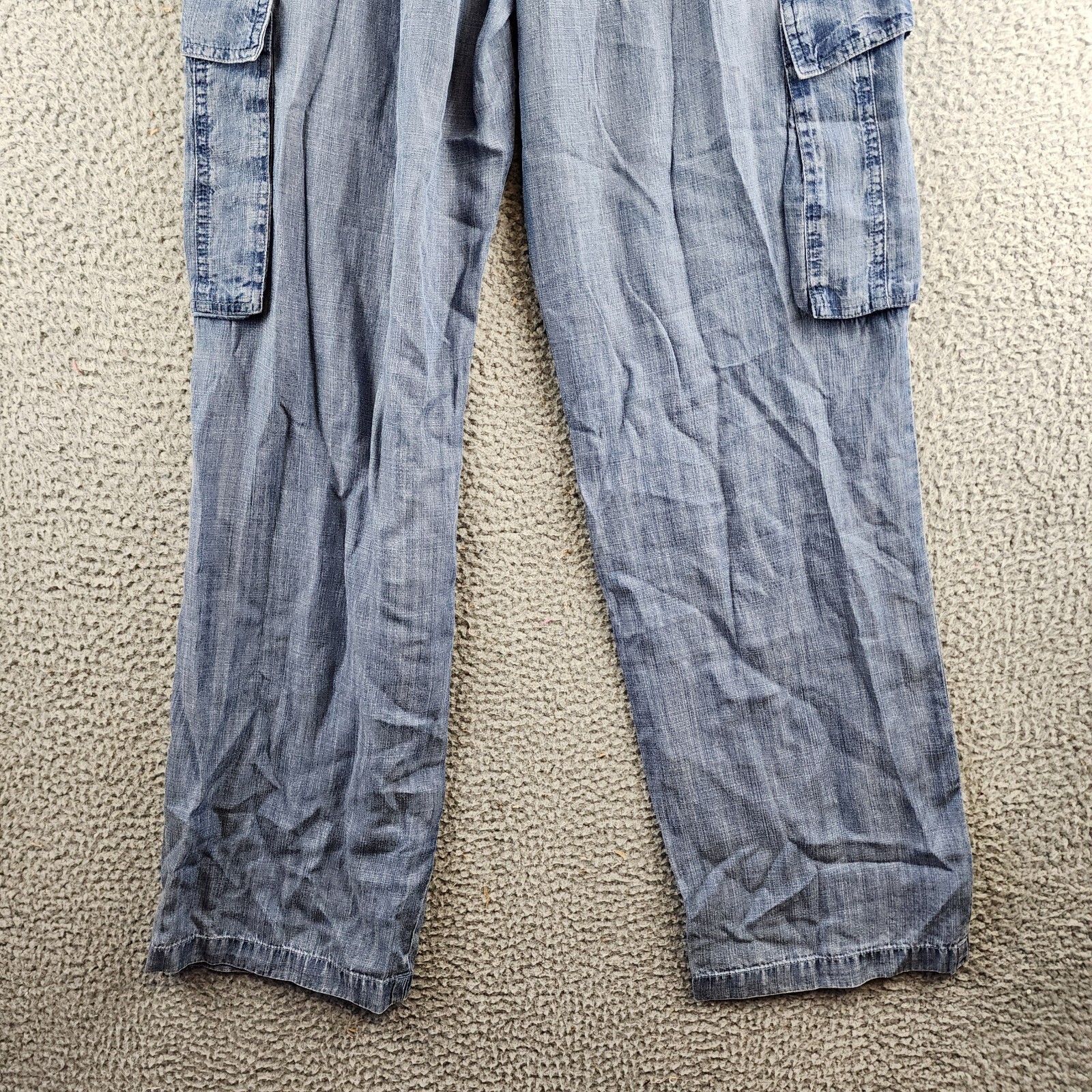 Splendid Aven Chambray Cargo Pants Women's XS Indigo Pockets Button Zip Closure - Picture 13 of 13