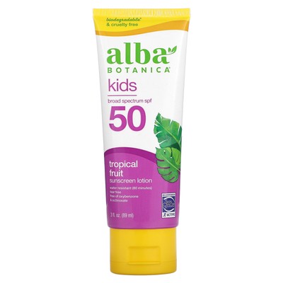 Alba Botanica Детский солнцезащитный крем Tropical Fruit SPF 45 4 унции 113 г Биоразлагаемый,