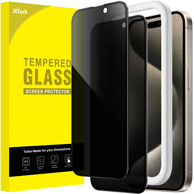 JETech Privacy Full Coverage Screen Protector for iPhone 15/pro/15Plus/15Pro max