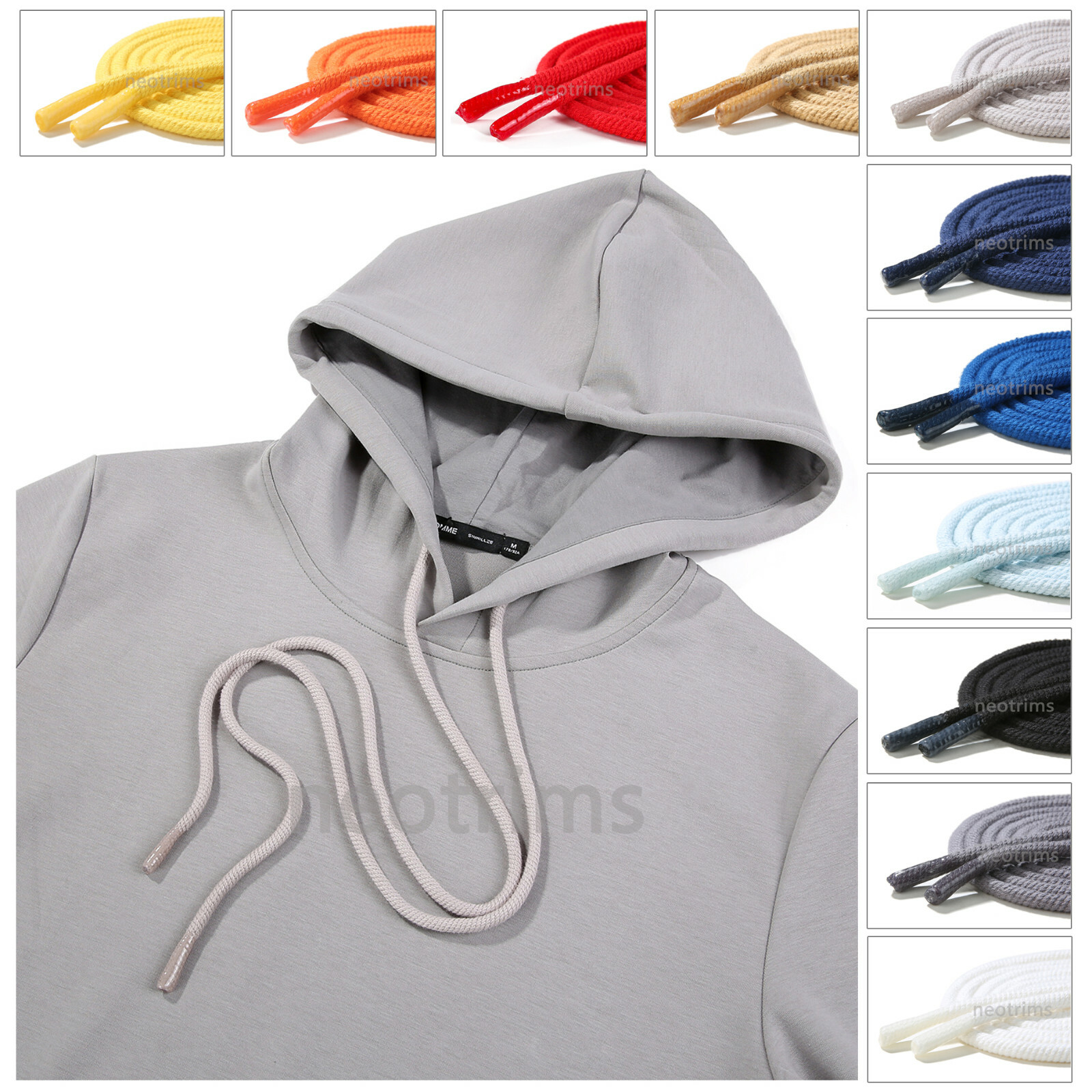 100% Cotton Round Hoodie Drawstring Cord Clear Tipped Finished Ends,185cms  Long | eBay