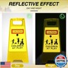 4 Pcs Reflective Slow Down Kids at Play Sign Double Sided 24 Inch Portable Handle Children At Play Warning Board Caution Safety Signs for Street Neighborhood Yard School Park Sidewalk (Yellow)