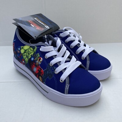 Heelys Youth Size 4 Girls 5 Blue Marvel Avengers Wheeled Skate Shoes
