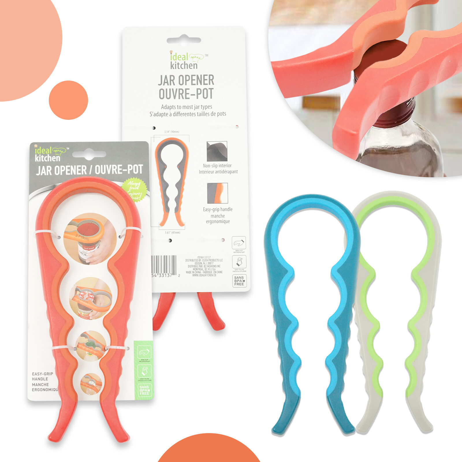 MultiPurpose Lid Bottle Cap Grip Twister Remover Gripper Jar Opener Kitchen Tool