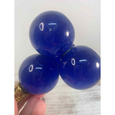 Vintage MCM Indigo Blue Lucite Acrylic and Brass Candle Holder Retro