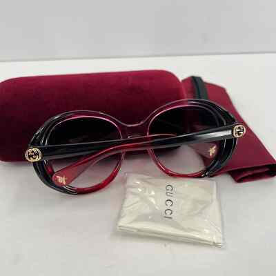 Pre-owned Gucci Gg Oversized Round Logo Sunglasses Womens Pink Black Gg0368s Retro 70s 80s In Purple