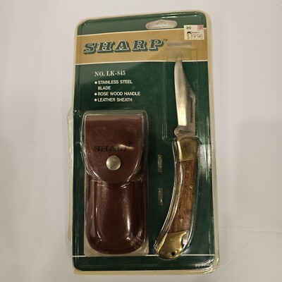NEW Sharp knife LK-845 .Stainless steel blade, Rosewood  sheath-vintage K33
