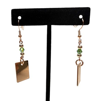 925 Sterling Silver Copper Dangle Earring Green Swarovski Crystal Element Accent
