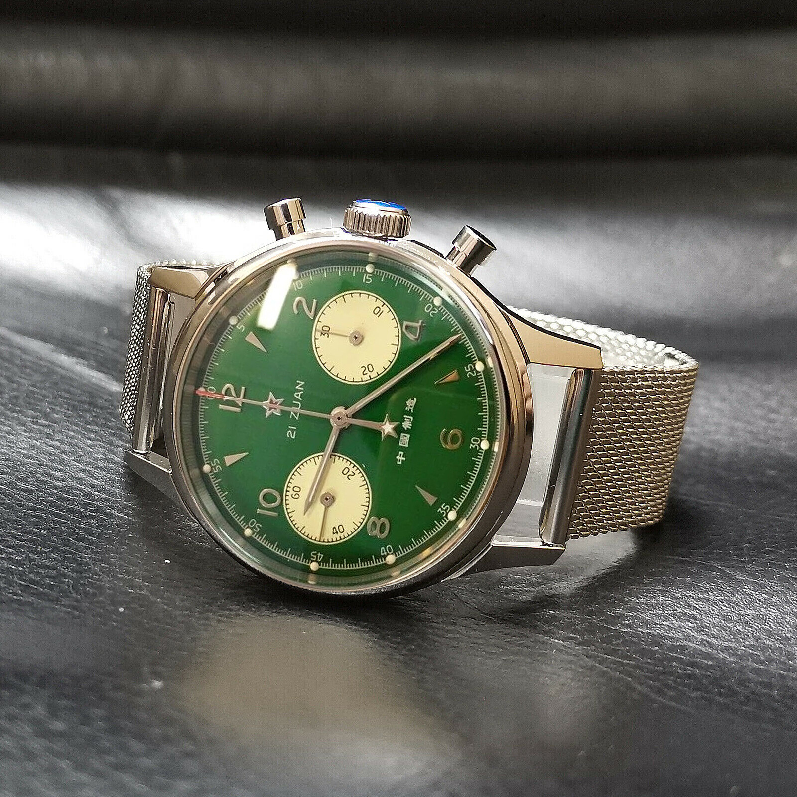 Pre-owned Sugess Seagull 1963 2021 Milan Steel + Nylon 2 Band Sapphire Green Mechanical Watch