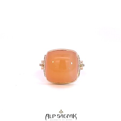Alp Sagnak 18K Yellow Gold Ring Diamonds Moonstone
