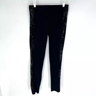 Mud Pie Women's Tuxedo Sequin Stripe Leggings Black NWT  M/L