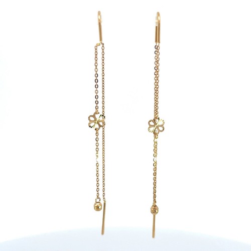 [Golden dew]18K☆Darjeeling (back bowl) One pair of earring 18k Yellow Gold Dangling Flower Earring 2.25 Inches | eBay