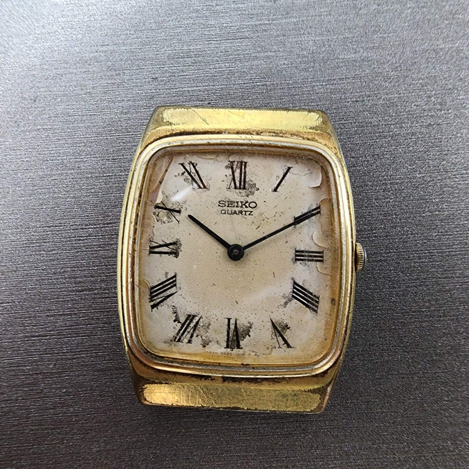 SEIKO ゴールド 時計 E80-0430 VTG Seiko Watch Men 28mm White Dial Gold Tone Rectangle 2620