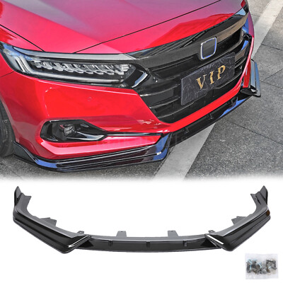 Glossy Black Front Bumper Lip Spoiler Splitter 3pcs For Honda Accord 2021 2022