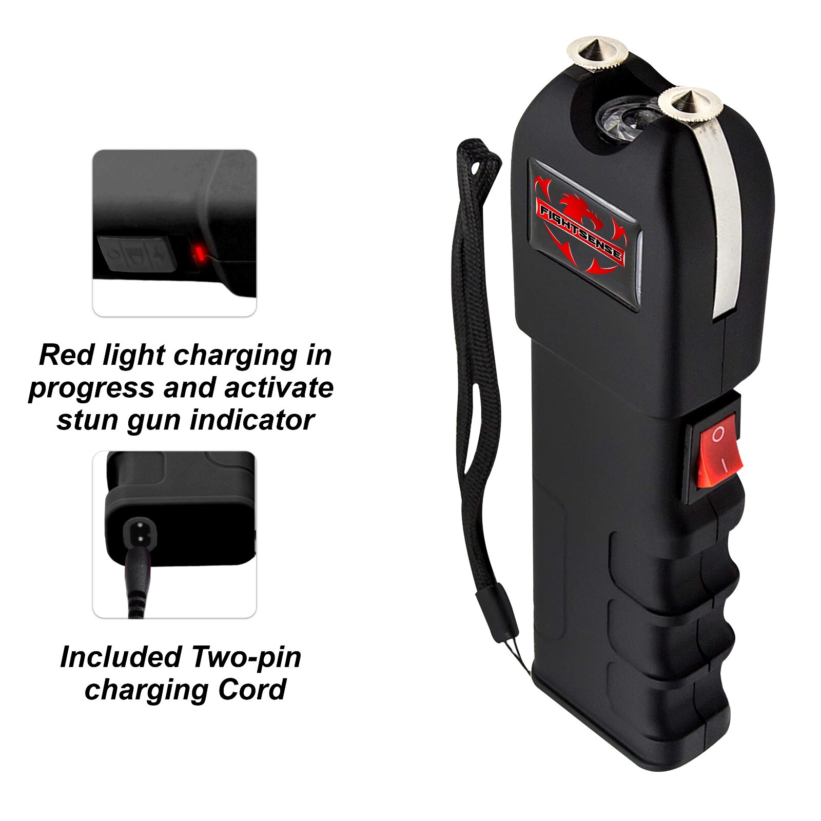 FIGHTSENSE 2Pc Heavy Duty Rechargable StunGun with Flashlight Women Self Defence