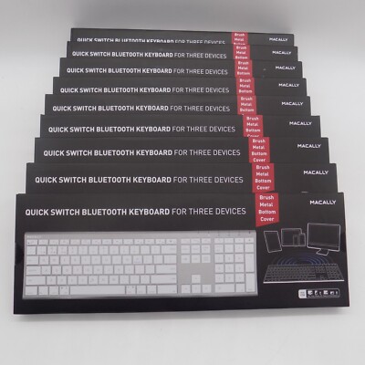 Macally Keyboard Quick Switch Bluetooth LOT OF 9 Low Profile Brushed ACEBTKEYA